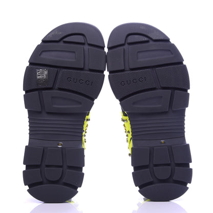 Gucci Technical Canvas Calfskin Studded Mens Aguru Sandals 10 Neon Yellow 6 of 9