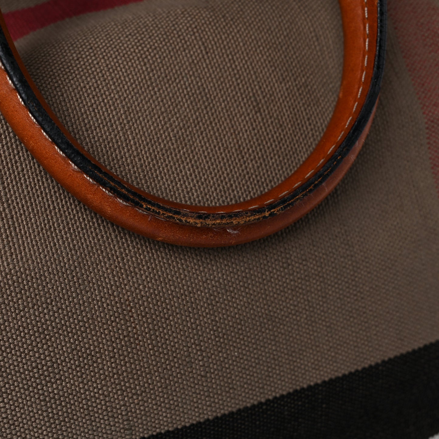 Canvas Mega Check Traveler Tote Dark Tan
