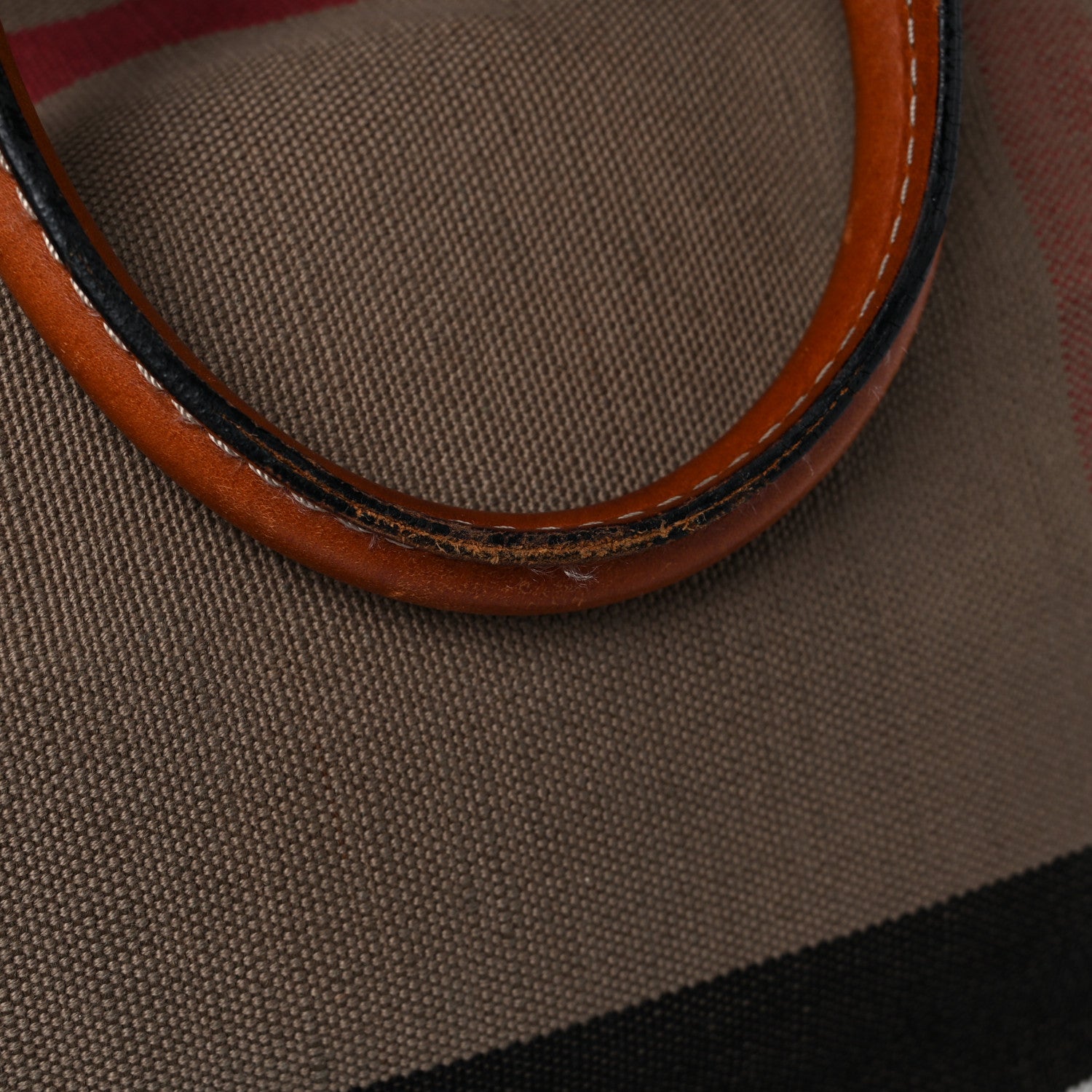 Burberry Canvas Mega Check Traveler Tote Dark Tan 34 of 36