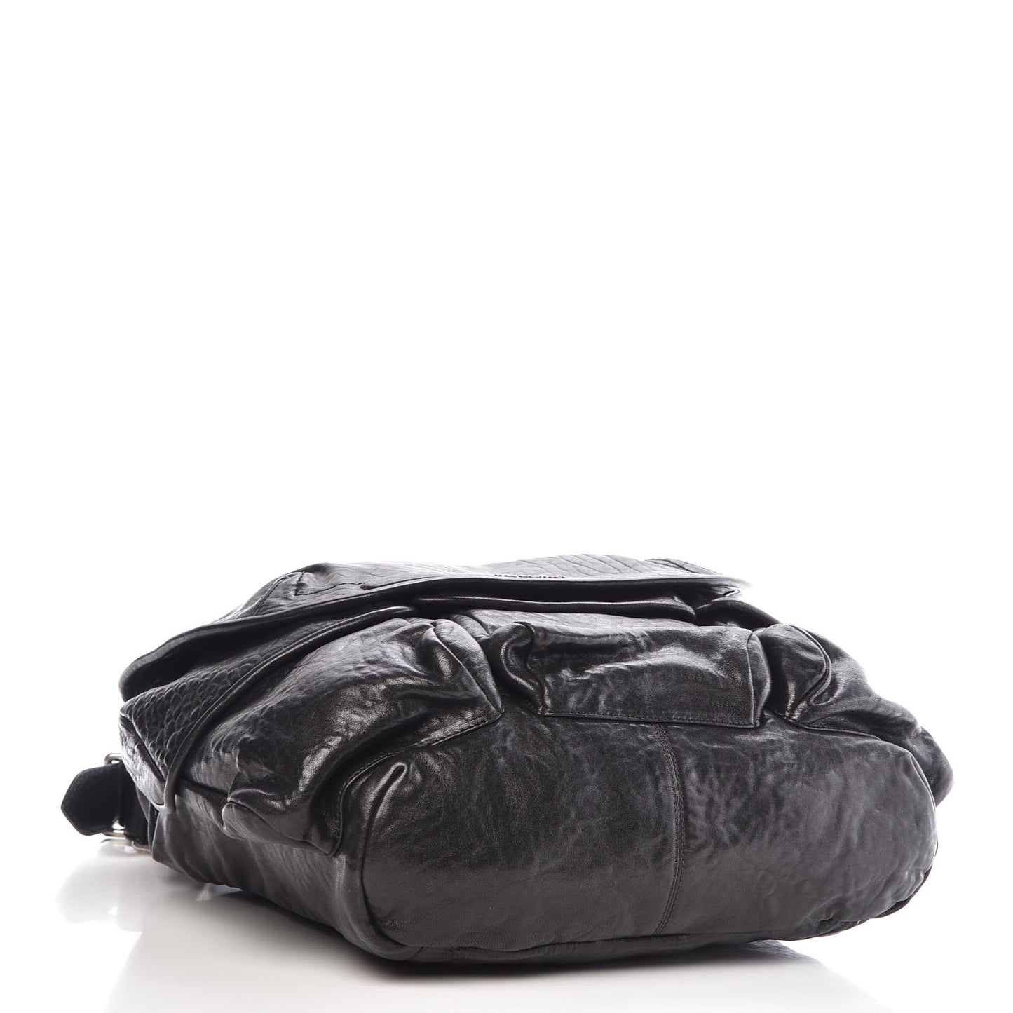 Tumbled Sheepskin Top Handle Flap Bag Black