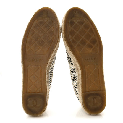 Chanel Mesh Grosgrain CC Espadrilles 36 Beige Black 6 of 12