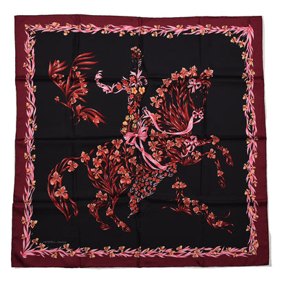 Hermes Silk Cheval Fleuri Scarf 90 1 of 8
