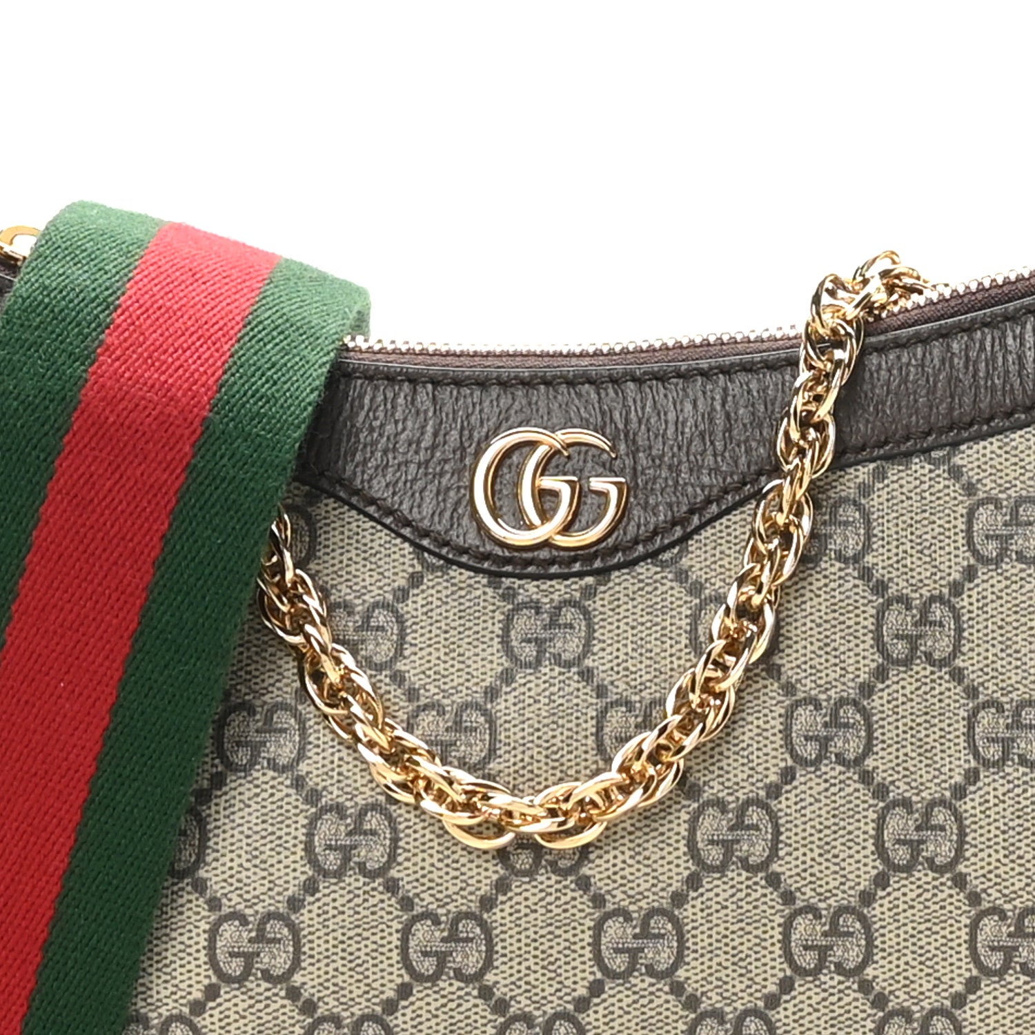 Gucci GG Supreme Monogram Textured Dollar Calfskin Web Small Ophidia GG Handbag Beige Ebony New Acero 9 of 12