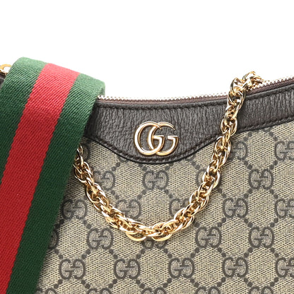 Gucci GG Supreme Monogram Textured Dollar Calfskin Web Small Ophidia GG Handbag Beige Ebony New Acero 9 of 12