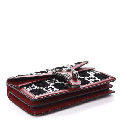 Gucci Tweed GG Monogram Small Dionysus Shoulder Bag Black White Romantic Cherry 4 of 14