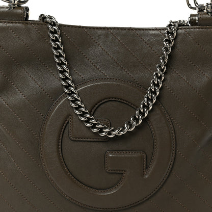Gucci Sakai Be Green Calfskin Diagonal Stitched Small Blondie Tote Craclet Brown 9 of 11
