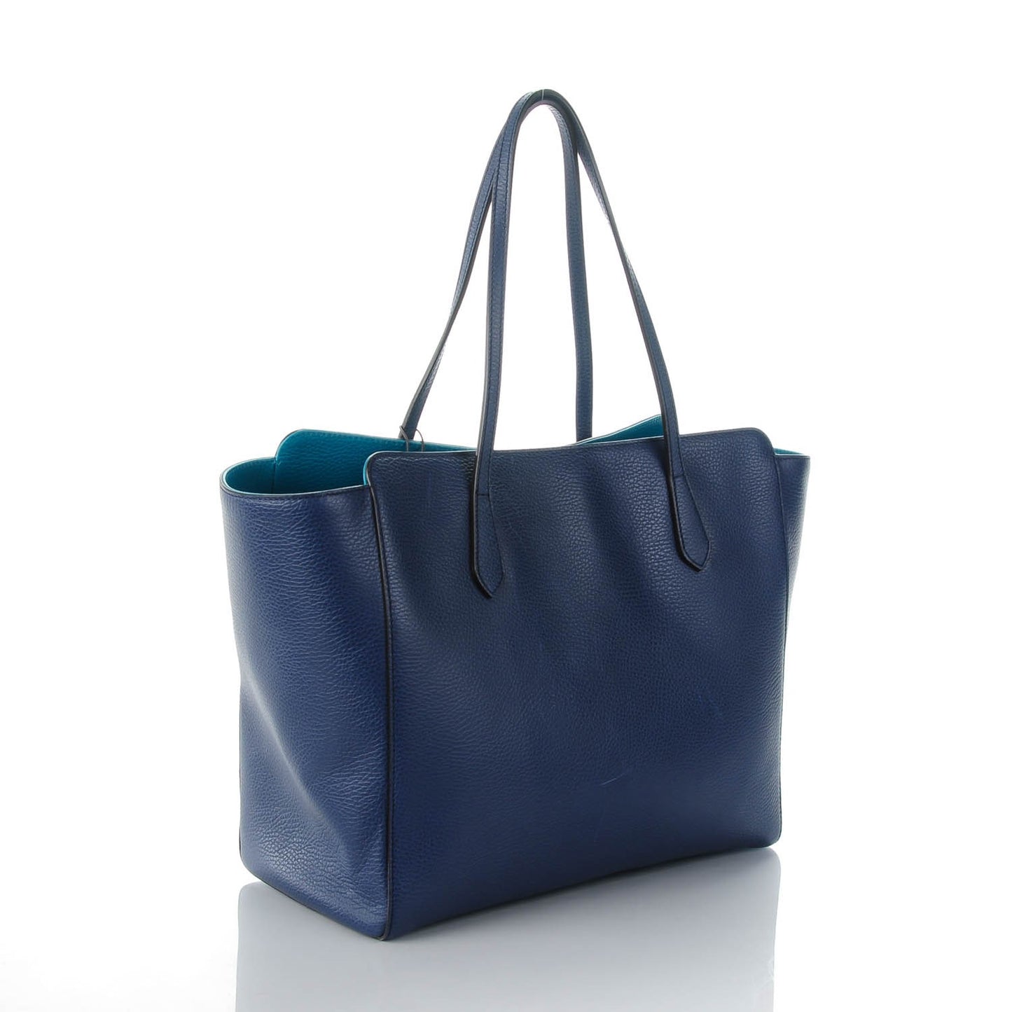 Dollar Calfskin Medium Swing Tote Marine Deep Cobalt