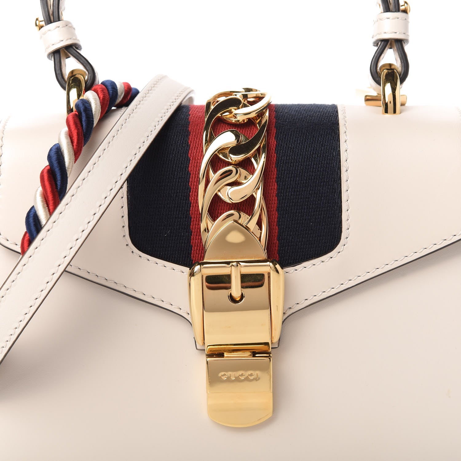 Gucci Calfskin Mini Sylvie Top Handle Bag White 11 of 11