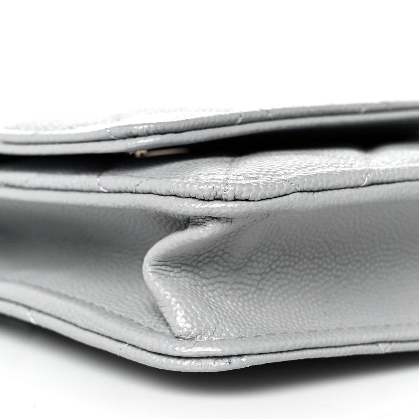 Caviar Quilted Wallet On Chain WOC Grey