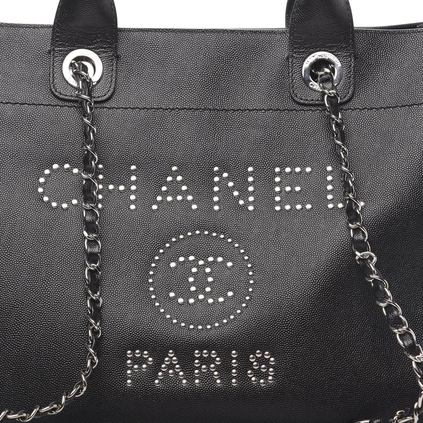Caviar Small Studded Deauville Tote Black
