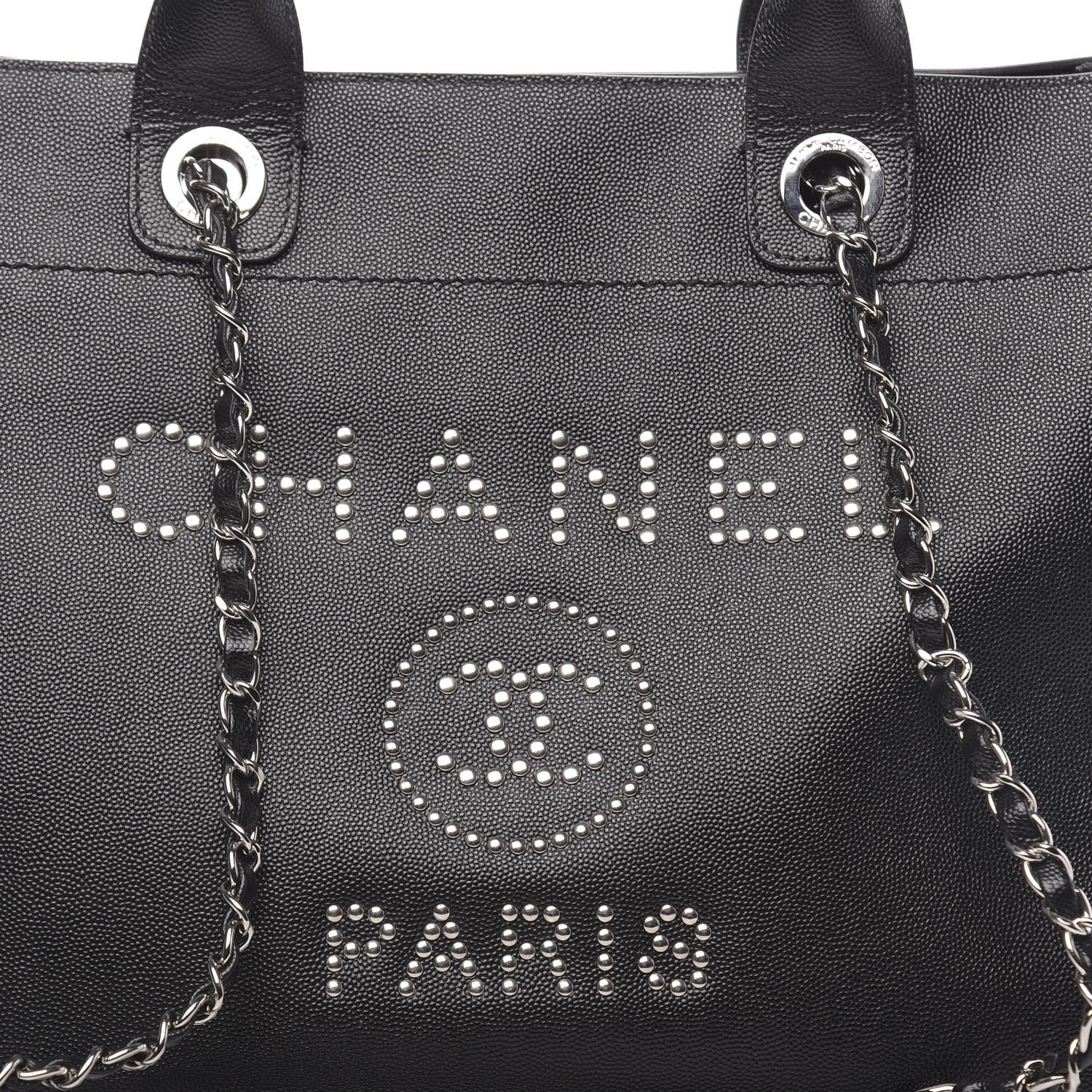Chanel Caviar Small Studded Deauville Tote Black 12 of 13