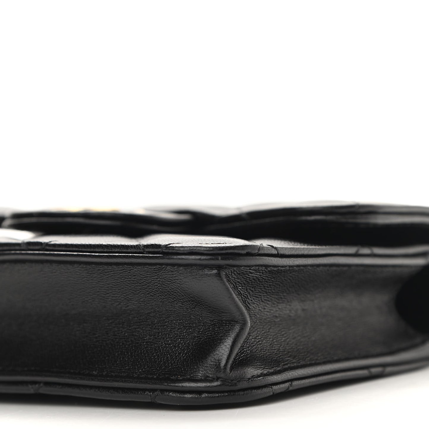 Lambskin Quilted Top Handle Flap Coin Purse With Chain Black