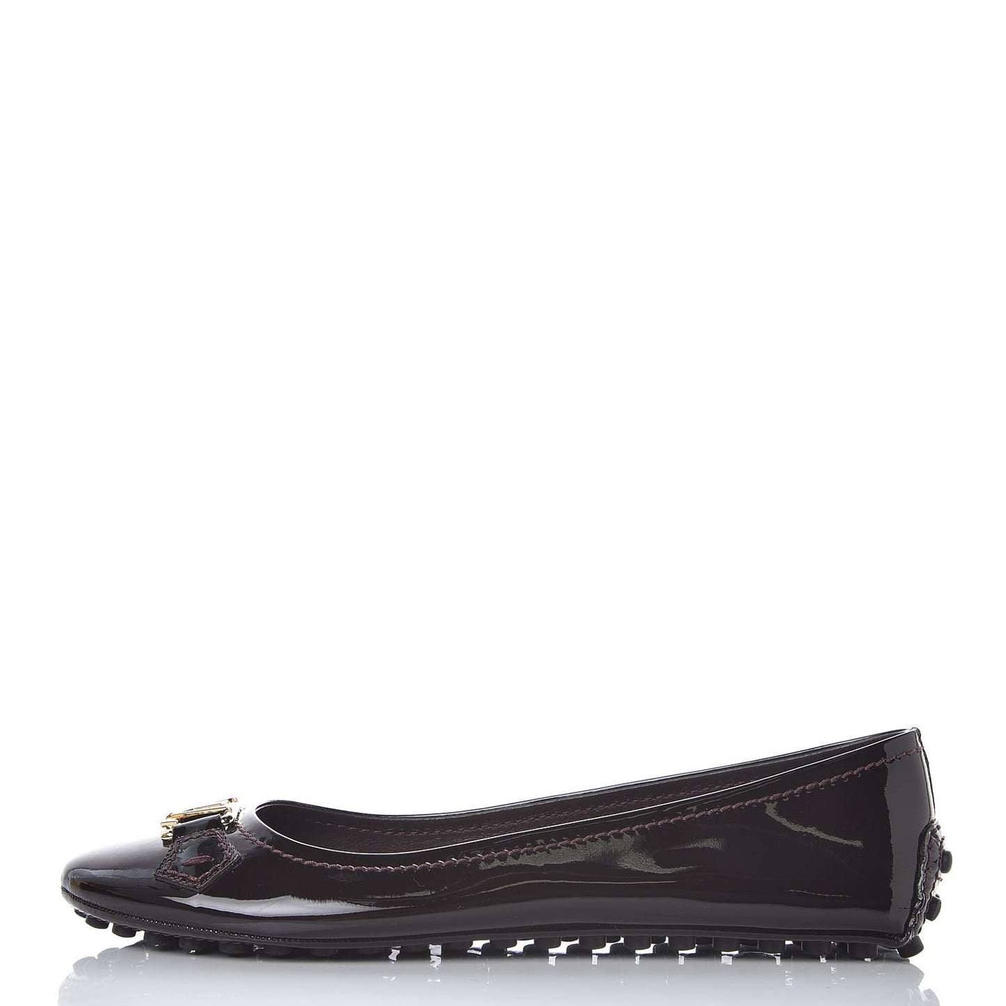 Patent Calfskin Oxford Ballerina Flats 40 Amarante