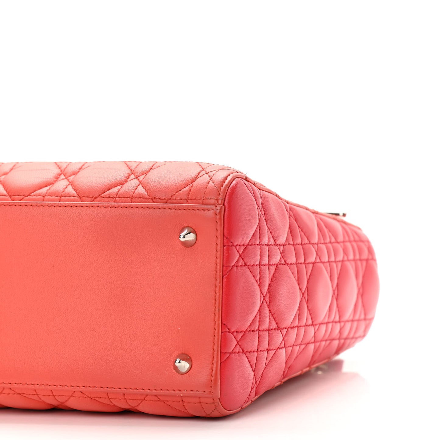 Lambskin Cannage Medium Bi-Color Lady Dior Orange Fuchsia