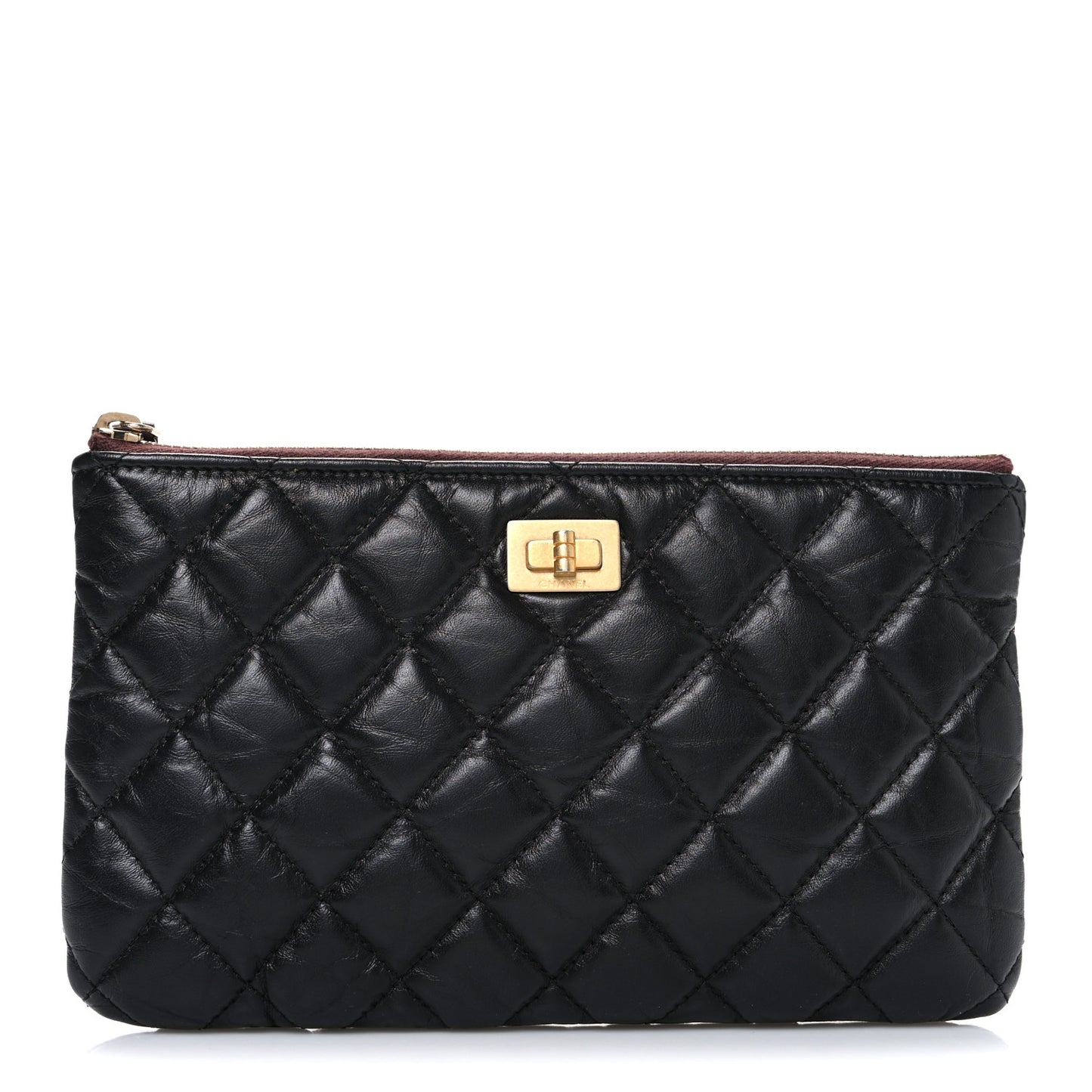 Aged Calfskin Quilted Medium Reissue Cosmetic Case Black