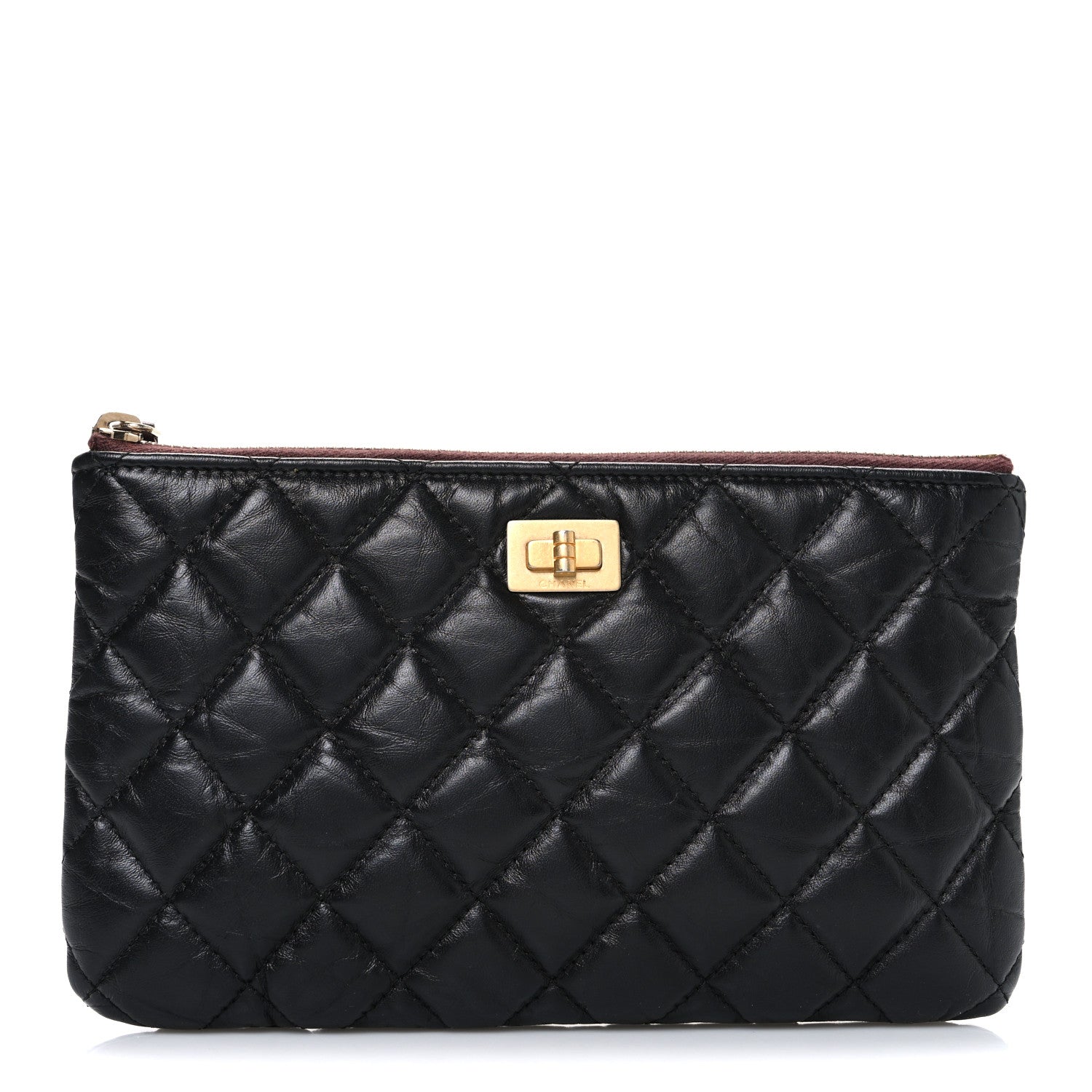 Chanel Aged Calfskin Quilted Medium Reissue Cosmetic Case Black 1 of 7