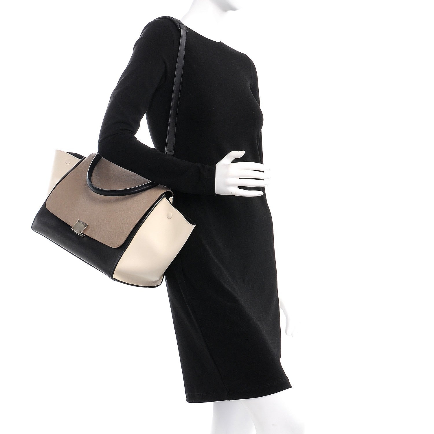 Celine Velluto Calfskin Suede Medium Tri-Color Trapeze Granite 3 of 14