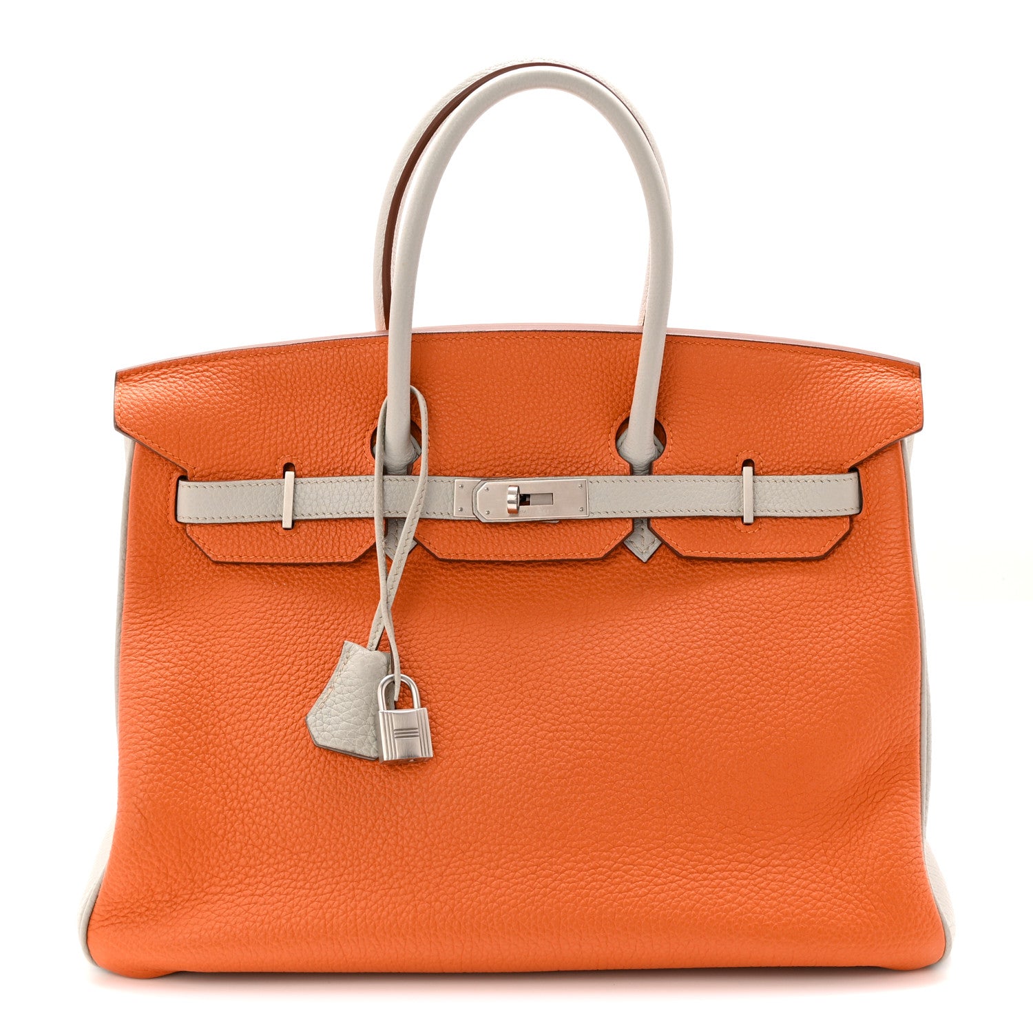Hermes Togo Horseshoe Birkin 35 Orange Gris Perle 1 of 10
