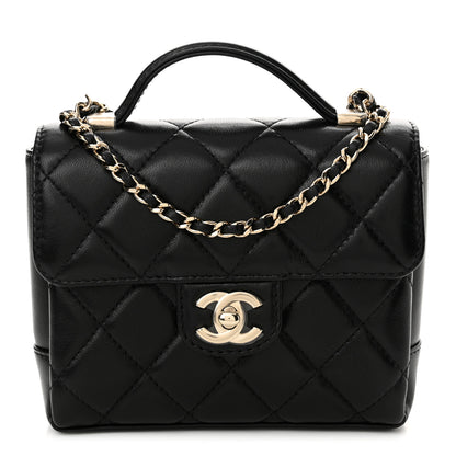 Chanel Lambskin Quilted Top Handle Flap Black 1 of 10