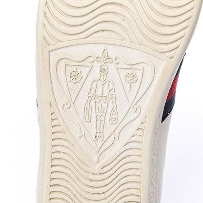Gucci Calfskin Web Bosco Embroidered Ace Sneakers 38.5 White Green 10 of 18