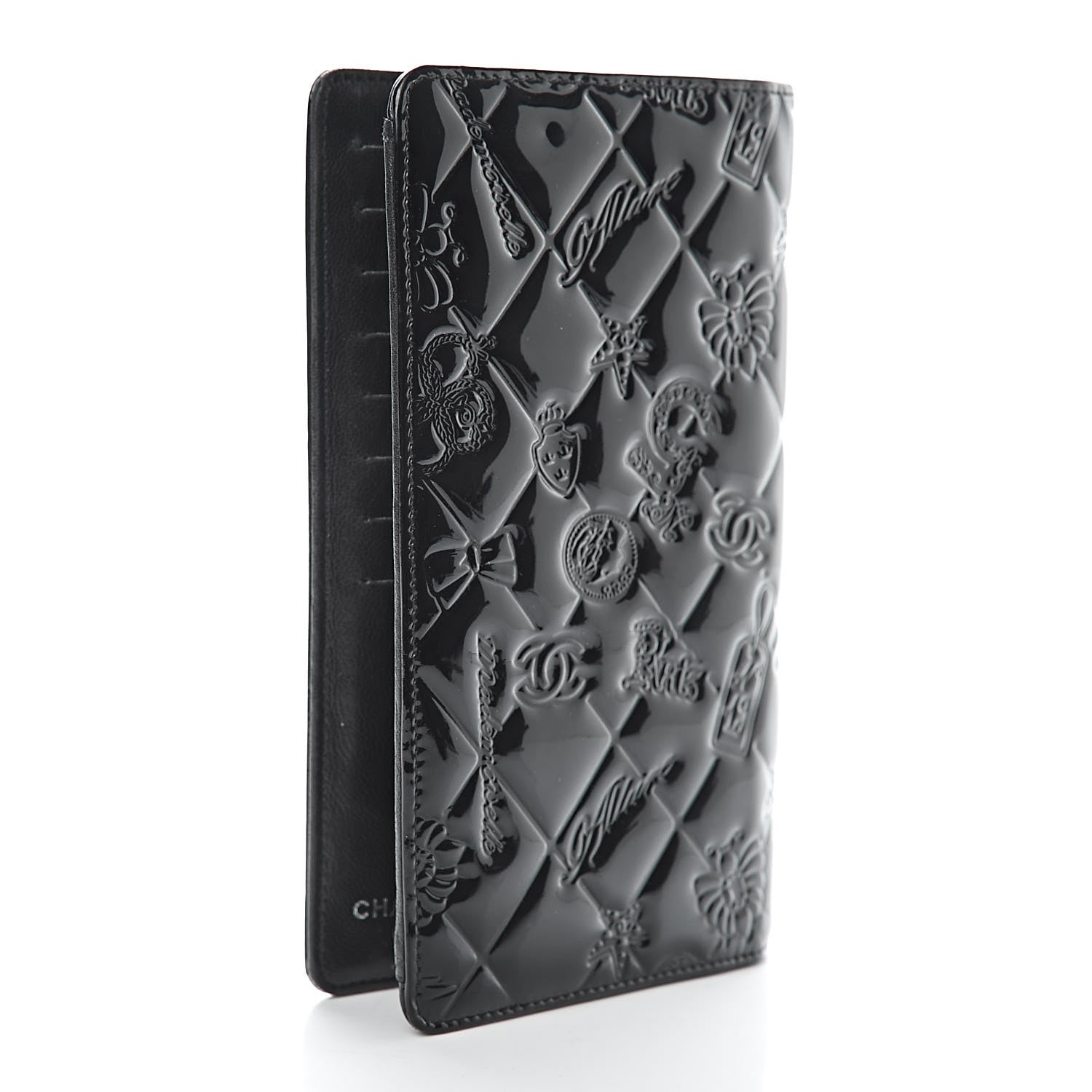 Chanel Patent Calfskin Lucky Symbols Yen Wallet Black 3 of 9