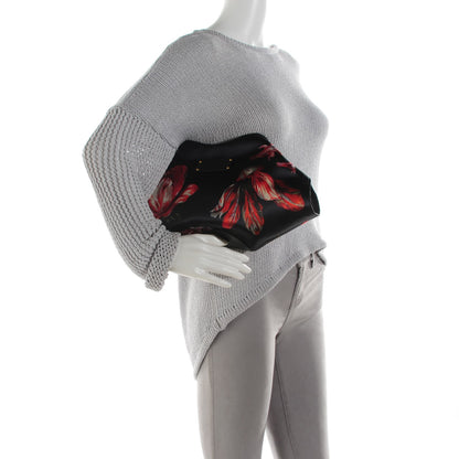 Alexander McQueen Silk Floral Print De Manta Clutch Midnight Blue 2 of 7