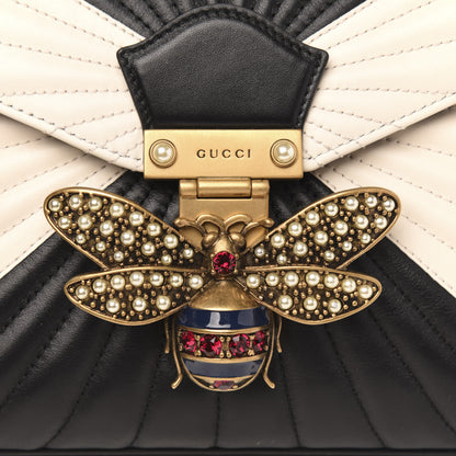 Gucci Calfskin Bamboo Trapuntata Queen Margaret Top Handle Bag Mystic White Black 8 of 11