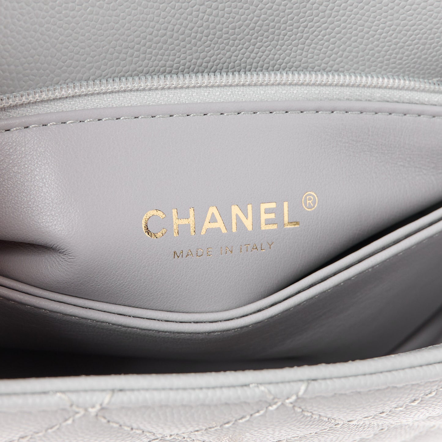 Caviar Quilted Mini Coco Handle Flap Light Grey