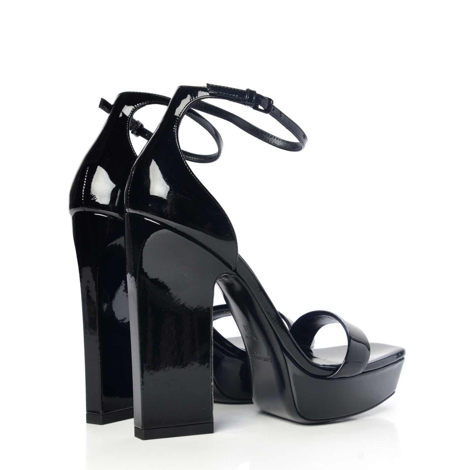 Saint Laurent Patent Debbie 105 Platform Sandals 38 Black 4 of 9