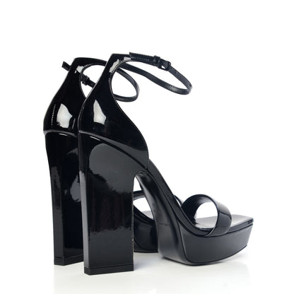 Saint Laurent Patent Debbie 105 Platform Sandals 38 Black 4 of 9