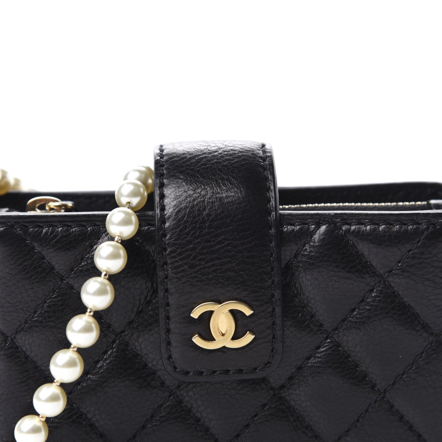 Chanel Calfskin Quilted Pearl Chain Love Symbols Mini Bag Black 10 of 11