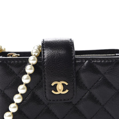 Chanel Calfskin Quilted Pearl Chain Love Symbols Mini Bag Black 10 of 11