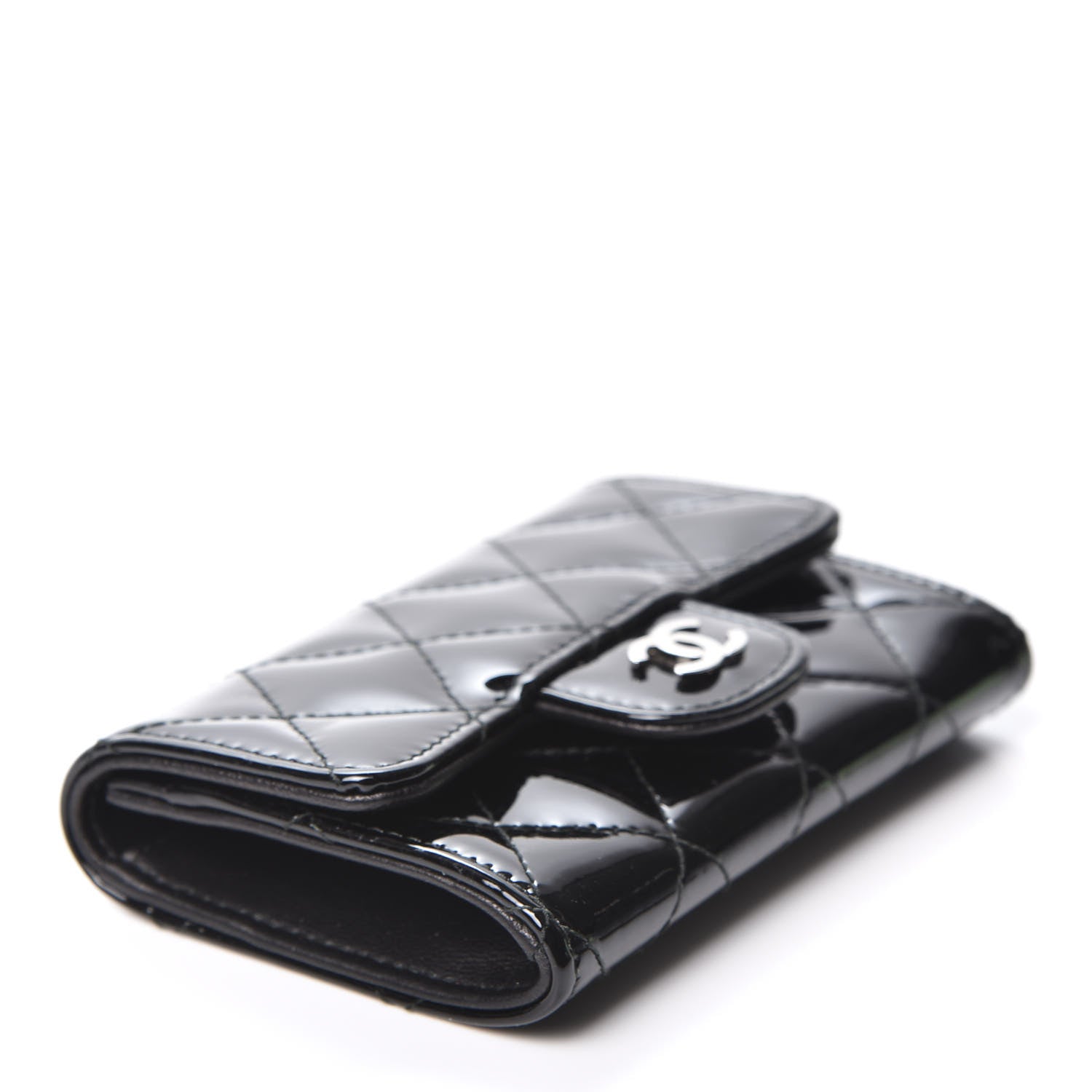 Chanel Patent Quilted Flap Card Holder Black 3 of 9
