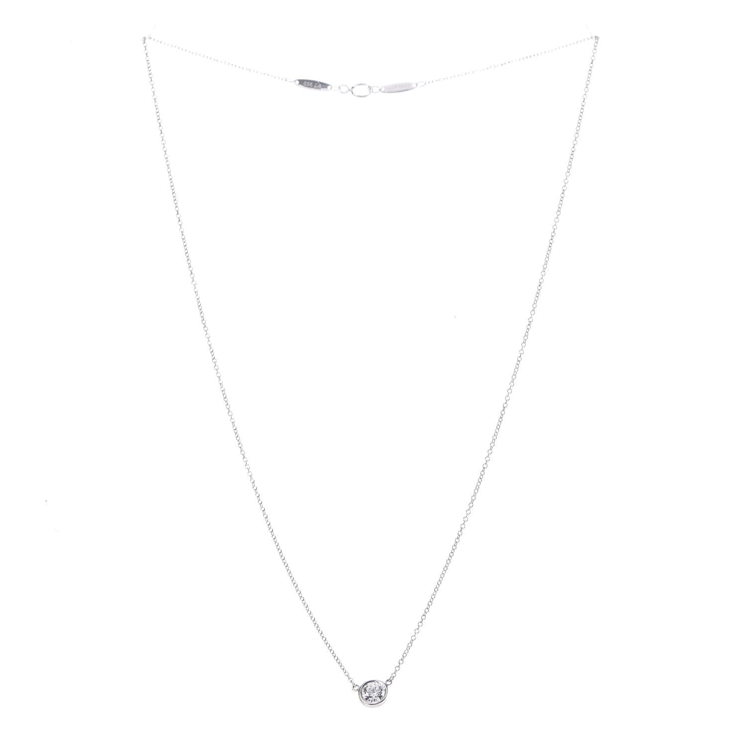 Tiffany Platinum Diamond .43ct Elsa Peretti Diamonds by the Yard Pendant Necklace 3 of 8