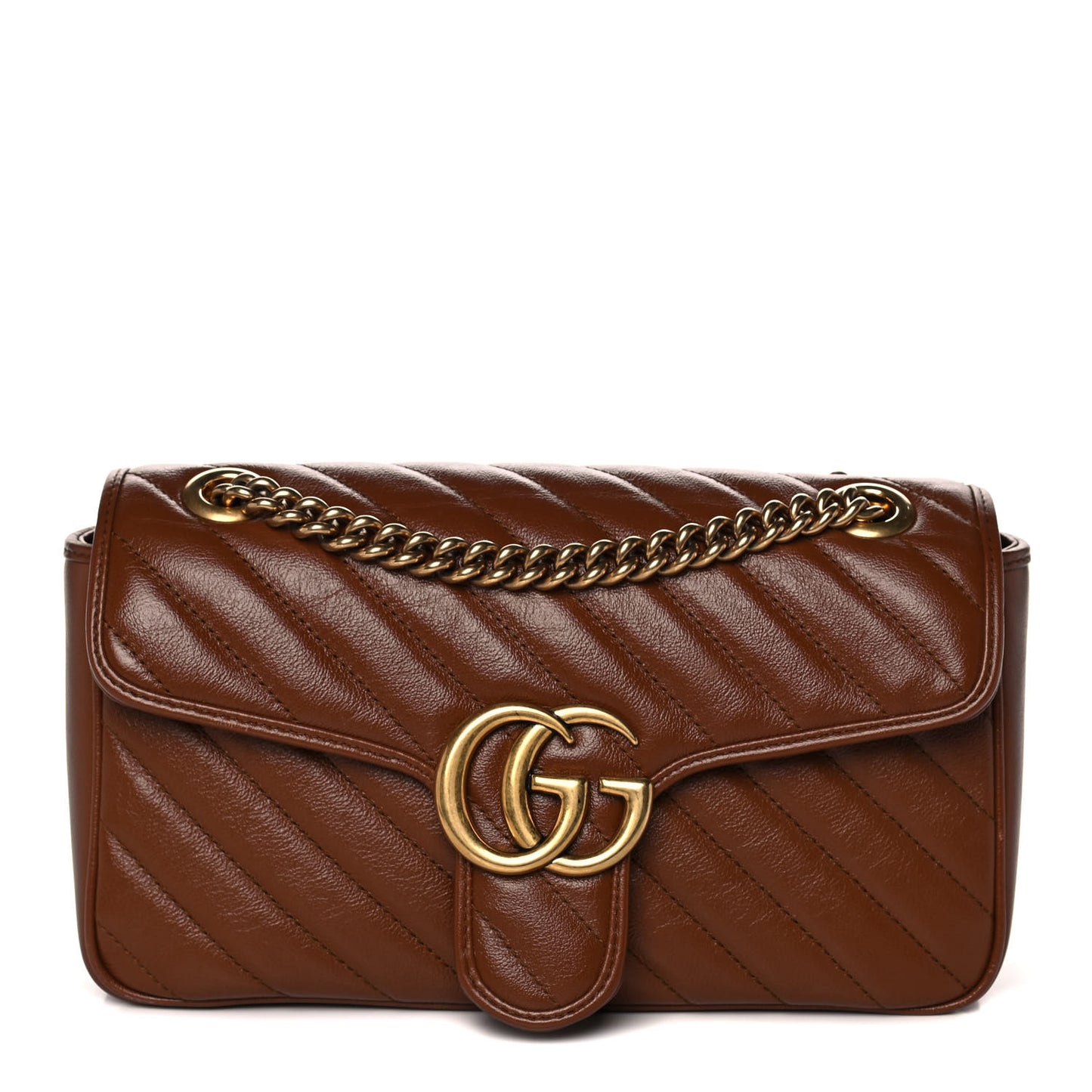 Azalea Calfskin Matelasse Diagonal Small GG Marmont Shoulder Bag Cuir