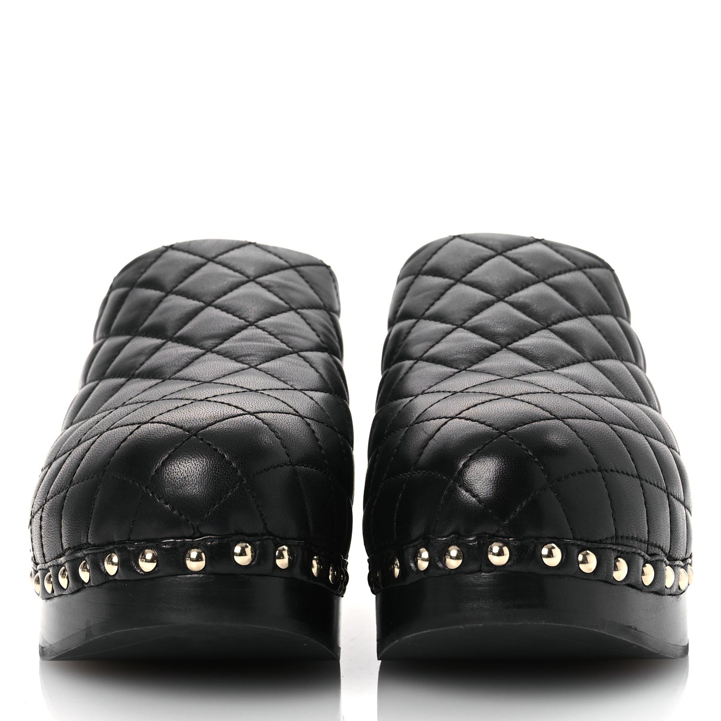 Lambskin Quilted CC Clogs 39 Black