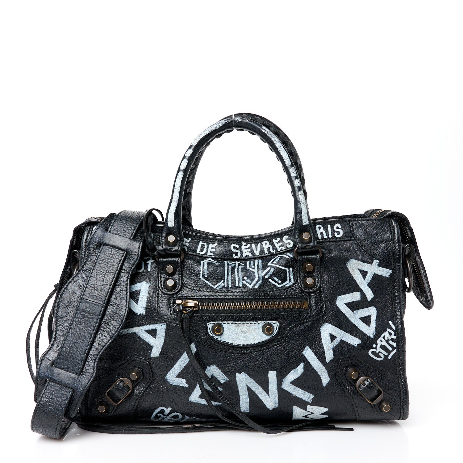 Balenciaga Agneau Classic Hardware Graffiti All Over S City Black 3 of 11