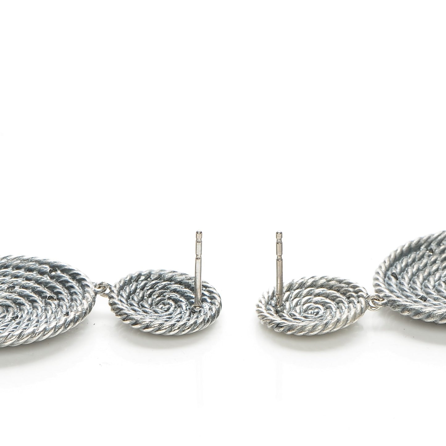 Sterling Silver Diamond 44mm Cable Coil Double Drop Earrings