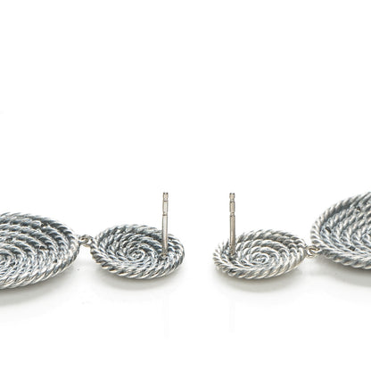 David Yurman Sterling Silver Diamond 44mm Cable Coil Double Drop Earrings 3 of 5