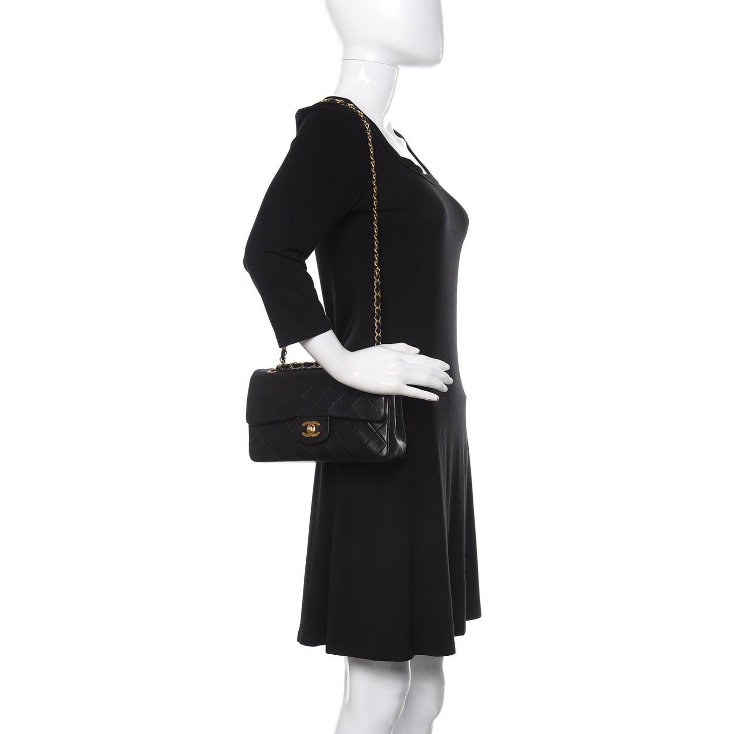 Lambskin Quilted Small Double Flap Black