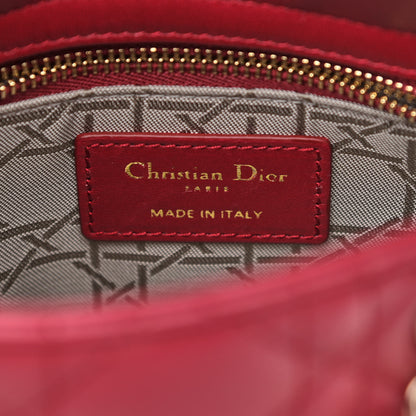 Christian Dior Lambskin Cannage Mini Lady Dior Burgundy 6 of 11