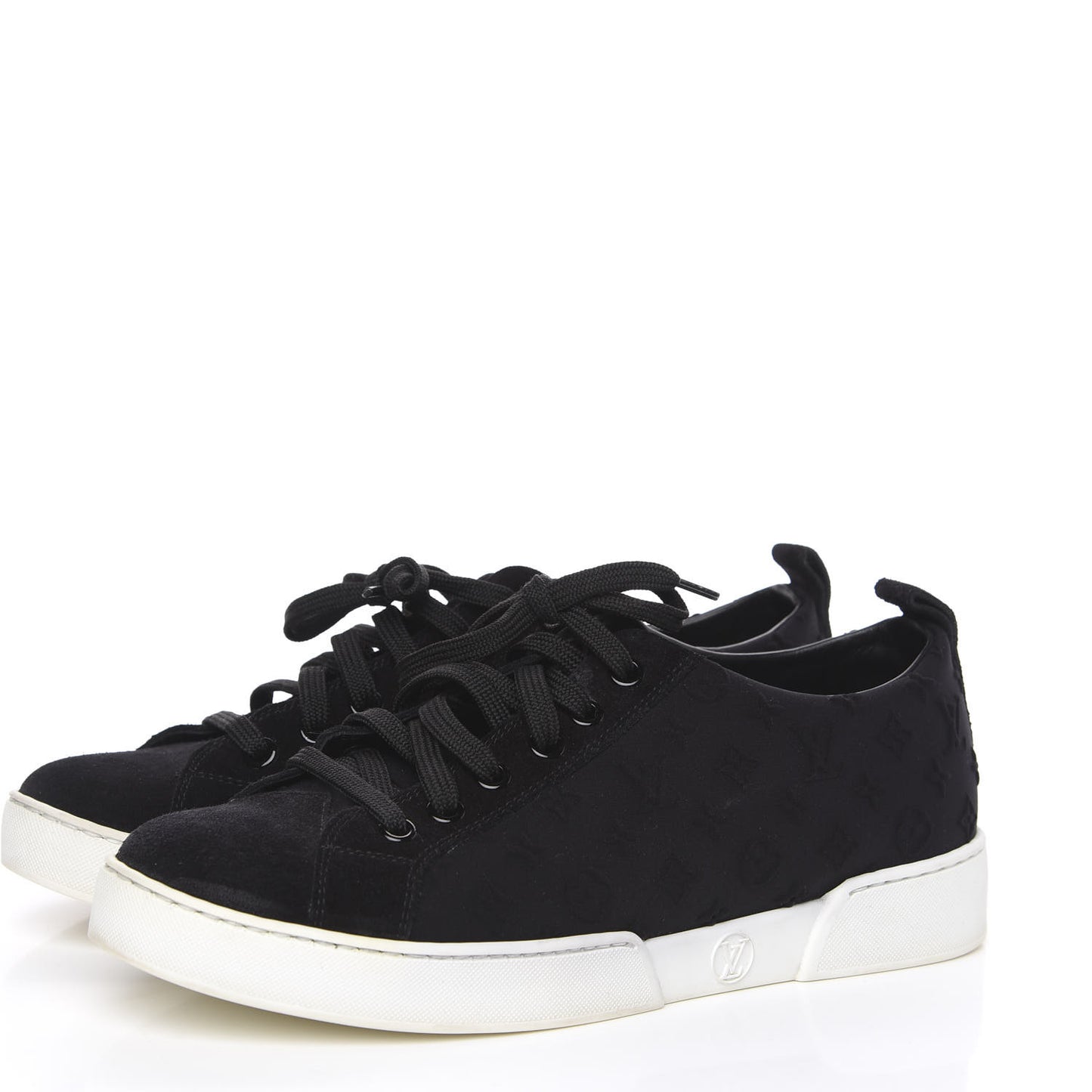 Neoprene Suede Embossed Monogram Stellar Low Top Sneakers 35.5 Black