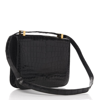 Hermes Shiny Porosus Crocodile Constance 23 Black 3 of 23