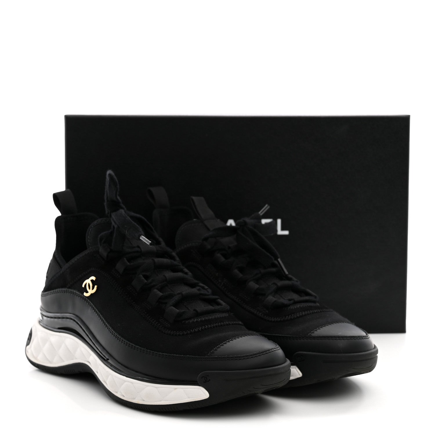 Chanel Velvet Calfskin Mixed Fibers CC Sneakers 40 Black 11 of 11