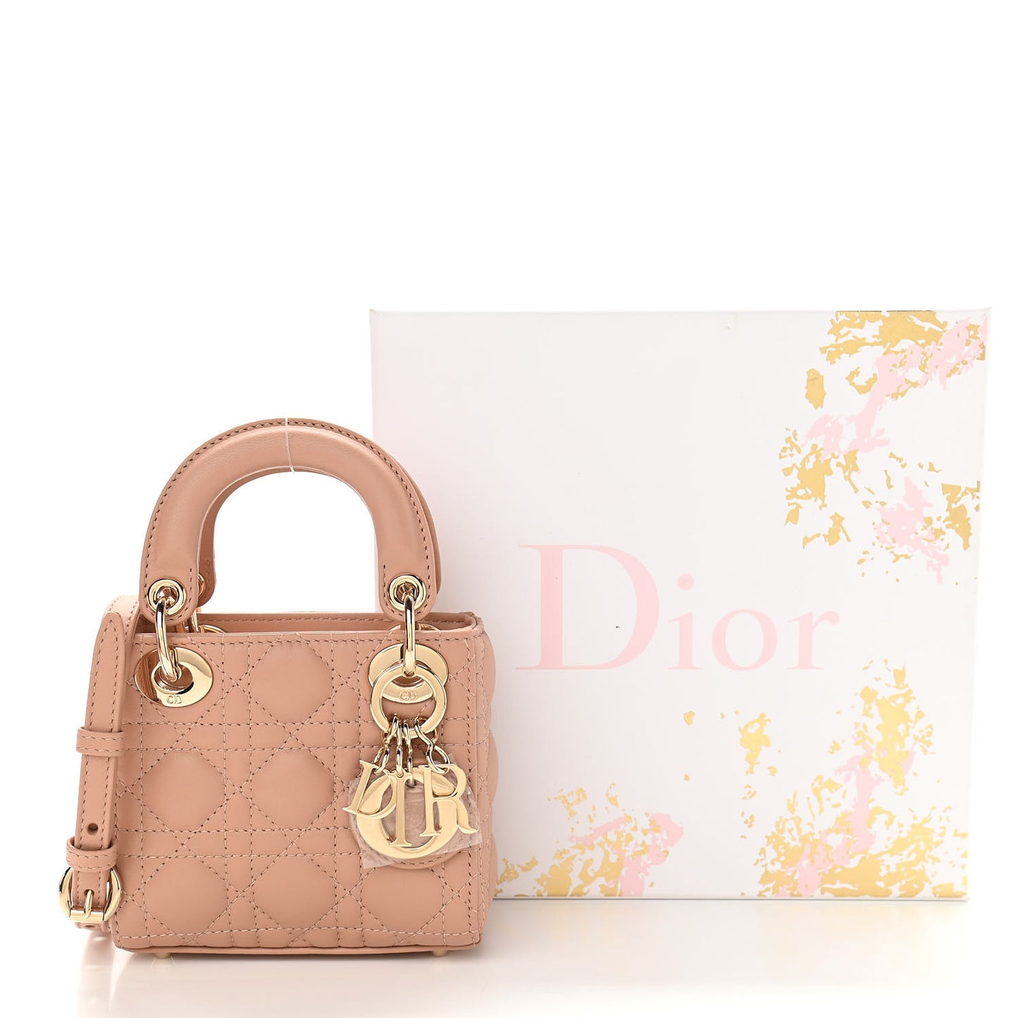 Lambskin Cannage Micro Lady Dior Rose Des Vents