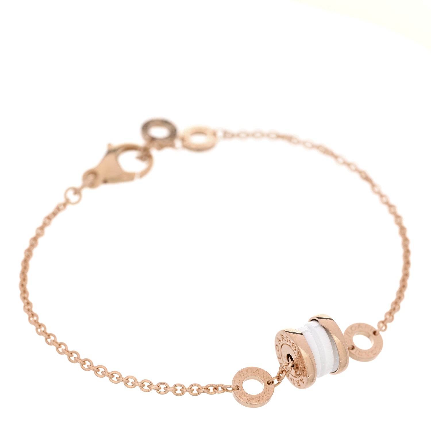 Bulgari 18K Rose Gold White Ceramic B.Zero1 Bracelet SM 1 of 4