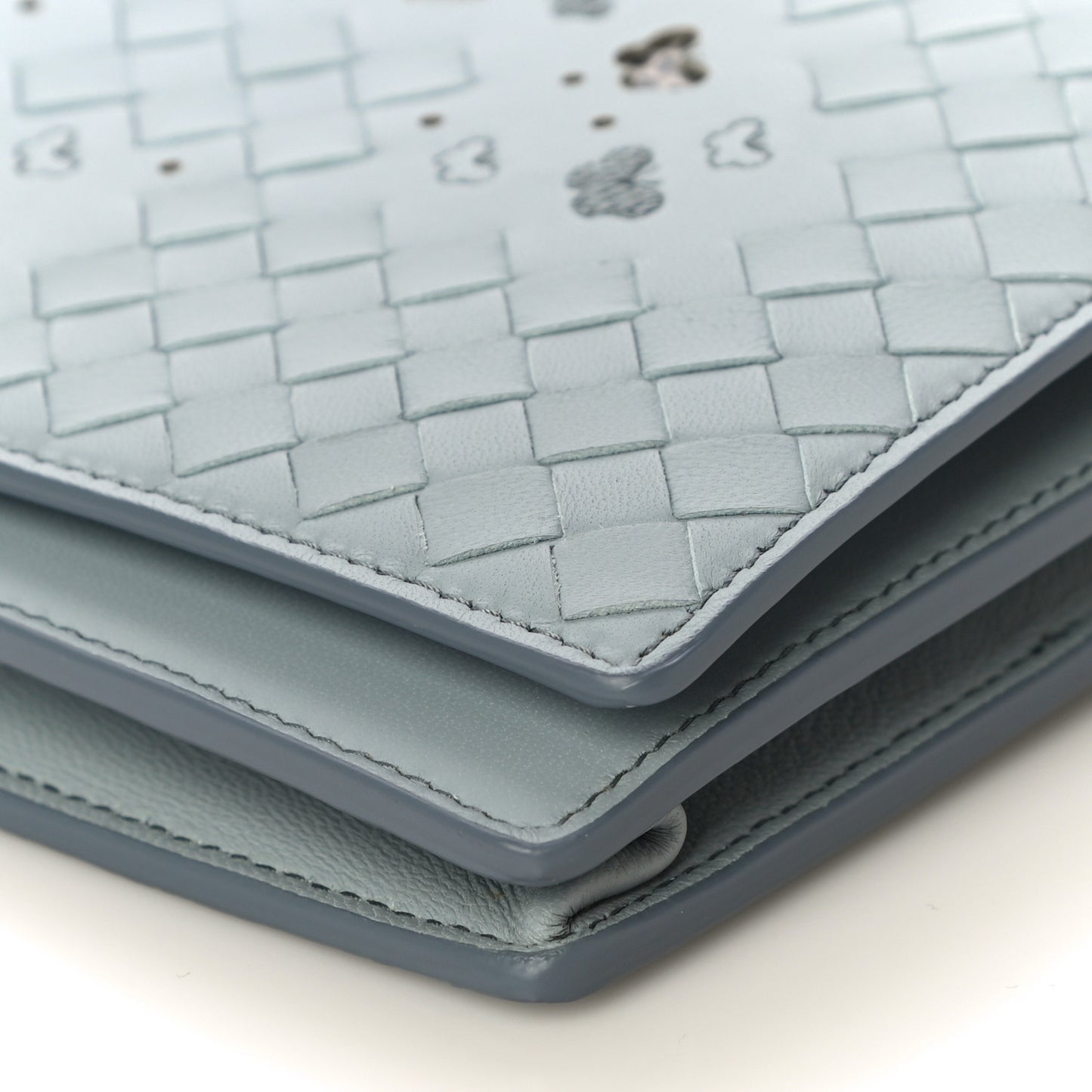 Nappa Ayers Intrecciato Butterfly Chain Wallet Light Blue
