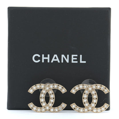 Chanel Crystal CC Large Stud Earrings Gold 5 of 5