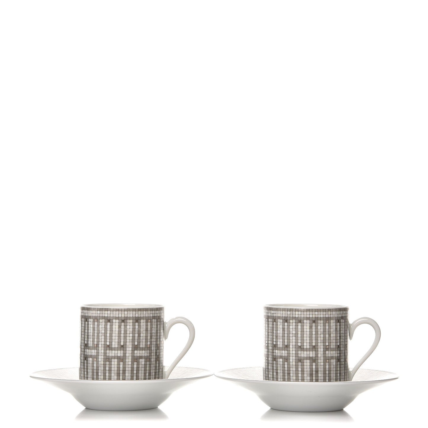 Porcelain Mosaique Au 24 Platine Tea Cup And Saucer Set Of 2 Platinum
