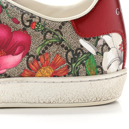 Gucci GG Supreme Monogram Flora Web Womens Ace Sneakers 38 Beige Multicolor Rosso 11 of 16